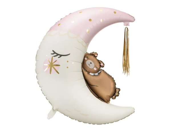 XXL Folienballon Figur - Teddybär auf dem Mond - 80cm x 98cm